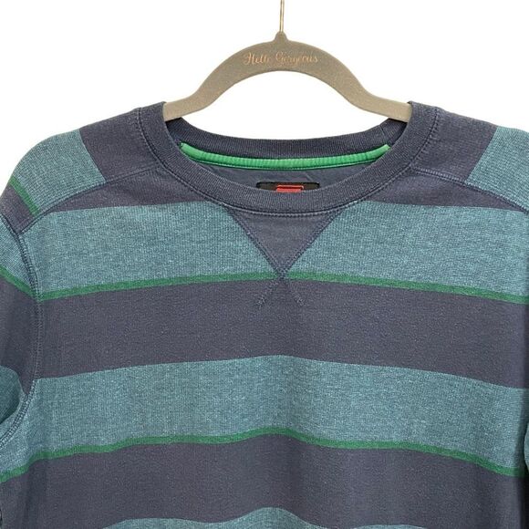Quiksilver men’s striped blue green long sleeve thermal top crewneck size medium - Picture 2 of 8